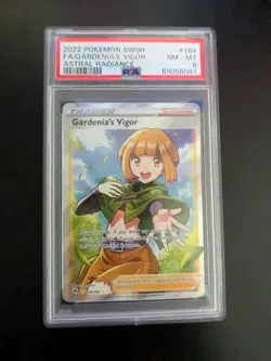 2022 Pokemon SWSH Astral Radiance Gardenia's Vigor FA #184/189 Holo - PSA 8 - Image 1