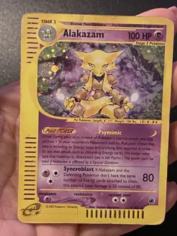 2002 Alakazam 001/165 Expedition Base Set Holo Rare Ereader Vintage Pokemon TCG - Image 1