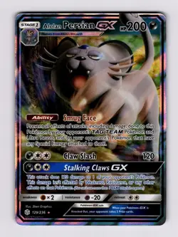 Alolan Persian GX 129/236 SM - Cosmic Eclipse 2019Pokemon NM - Image 1