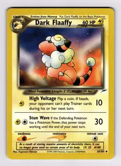 Dark Flaaffy 034/105 Neo Destiny 2002 Pokemon Kagemaru Himeno LP-MP - Image 1