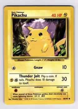Pikachu 058/102 Base Set 1999 Pokemon Mitsuhiro Arita WOTC LP- MP - Image 1