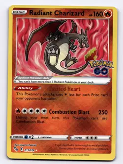 Radiant Charizard 011/078 Radiant Rare Pokemon GO 2022 Off Center OC Negishi - Image 1