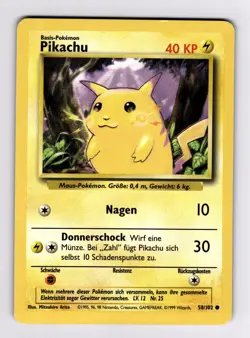 Pikachu 058/102 Base Set 1999 Pokemon Mitsuhiro Arita WOTC GERMAN MP - Image 1