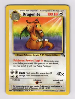 Dragonite 19/62 Fossil 1999 Unlimited Pokemon Kagemaru Himeno - Image 1