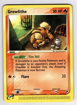 Growlithe 65/100 Sandstorm 2003 Pokemon E-Reader Hajime Kusajima LP-NM - Image 1