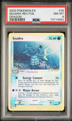 Seadra 39/97 Pokemon EX Dragon Reverse Holo PSA 8 - Image 1