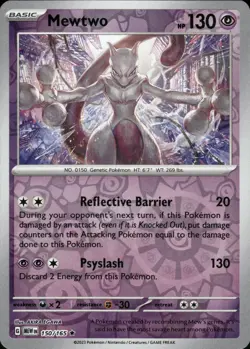 Mewtwo 150/165 - Reverse Holo - Scarlet & Violet 151 - Pokemon TCG - NM - Image 1