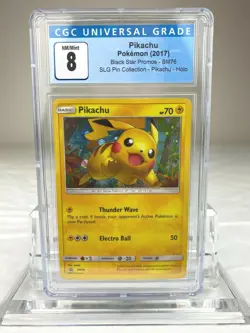 CGC 8 Pikachu Black Star Promo 2017 Pokemon Shining Legends Pin Collection SM76 - Image 1
