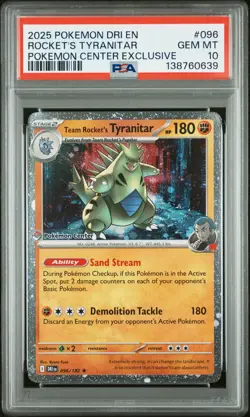 2025 POKEMON DRI EN-DESTINED RIVALS #096 TEAM ROCKET'S TYRANITAR PSA 10 - Image 1