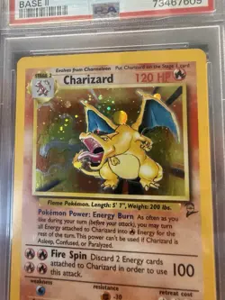 2000 Pokemon Base Set 2 Charizard Holo PSA 8 With Back Orb - Image 2
