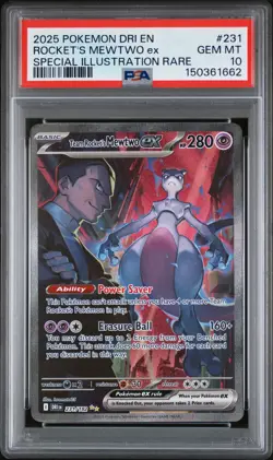 2025 POKEMON DRI EN-DESTINED RIVALS #231 TEAM ROCKET'S MEWTWO EX PSA 10 - Image 1