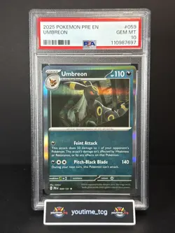 2025 Pokemon Pre En-Prismatic Evolutions Umbreon #059 PSA 10 - Image 1