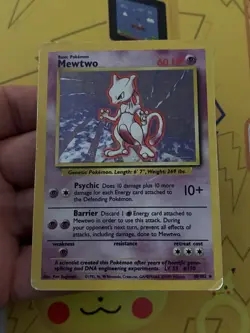 1995 Mewtwo Original Holo Foil Pokemon Card 10/102 MP - Image 4