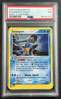 SWAMPERT PSA 7 2003 POKEMON EX RUBY & SAPPHIRE #13/109 HOLO 5704 - Image 1