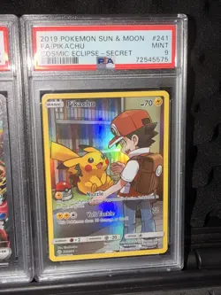 2019 POKEMON SUN & MOON COSMIC ECLIPSE SECRET #241 FULL ART/PIKACHU PSA 9 - Image 1