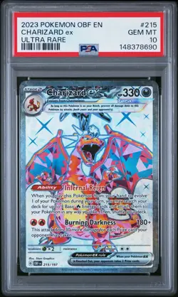 2023 Pokemon Ultra Rare Charizard Ex #215 Gem Mint PSA 10 - Image 1