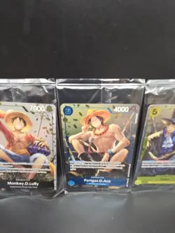 Monkey D Luffy Ace Sabo P-075 One Piece OP13 3 Card Promo Set Sealed - Image 3