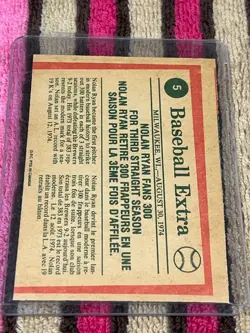 1975 O-PEE-CHEE #5 NOLAN RYAN HIGHLIGHTS H.O.F. NMMT VINTAGE BASEBALL CARD! - Image 2
