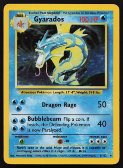 Gyarados 6/102 Base Set Unlimited Holo Rare Pokemon Card WOTC MP! - Image 1