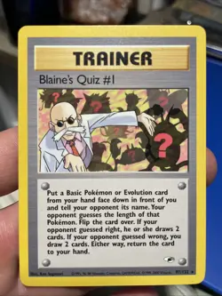 Pokemon Trainer Card Blaine's Quiz #1 Gym Heroes 97/132 Near Mint Condition - Image 1