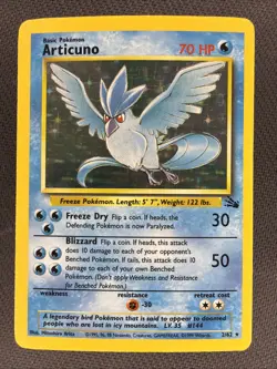 Articuno 2/62 Fossil Unlimited Holo Pokemon Card Vintage 1999 WOTC - Image 1