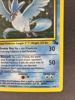 Articuno 2/62 Fossil Unlimited Holo Pokemon Card Vintage 1999 WOTC - Image 5