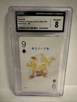 Pokemon Gold Poker Playing Card Drowzee 9 of Spades #096 CGC 8 Mint - Image 1
