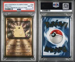 Pokemon TCG Pikachu Gold Metal Holo Card PSA 8 Celebrations Promo - Image 3