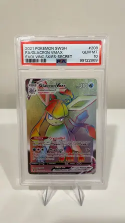 Glaceon VMAX Rainbow Secret Rare Card #208 PSA 10 Evolving Skies 2021 - Image 1