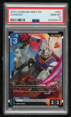 2025 Gundam Card Game Newtype Rising GD01 LR Gundam #GD01-001 PSA 10 GEM MT - Image 1