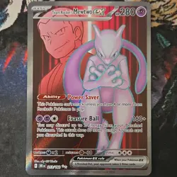 Pokemon Team Rocket's Mewtwo EX Full Art Holo 213/182 280 HP Basic Psychic - Image 2