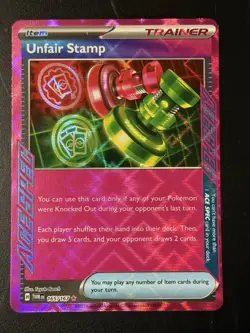 Pokemon Unfair Stamp 165/167 Sv06: Twilight Masquerade Ace Spec Rare Holo - Image 1