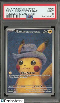 2023 Pokemon VP EN Pokemon X Van Gogh #085 Pikachu With Grey Felt Hat PSA 9 - Image 1