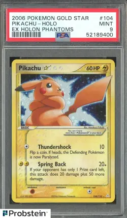 2006 Pokemon Gold Star Ex Holon Phantoms #104 Pikachu Holo PSA 9 MINT w/ 2 SWIRL - Image 1