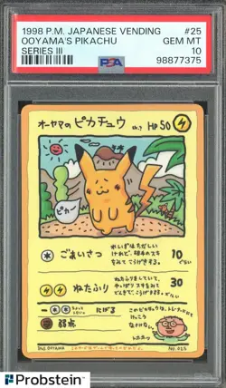 1998 Pokemon Japanese Vending Series III #25 Ooyama's Pikachu PSA 10 GEM MINT - Image 1