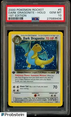 2000 Pokemon Rocket #5 Dark Dragonite Holo 1st Edition PSA 10 GEM MINT - Image 1