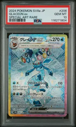 2024 Pokemon Terastal Fest JP Glaceon ex Special Art Rare #206/187 PSA 10 - Image 1