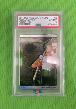 2021 ONE PIECE WAFERS JAPANESE GRAND LOG #02 RORONOA ZORO PSA 10 - Image 1