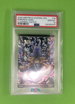 2020 ONE PIECE WAFERS JAPANESE CLASHING JUSTICE #18 RORONOA ZORO PSA 10 - Image 1