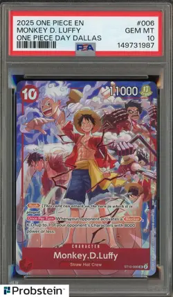 2025 One Piece EN One Piece Day Dallas #006 Monkey D Luffy PSA 10 GEM MINT - Image 1