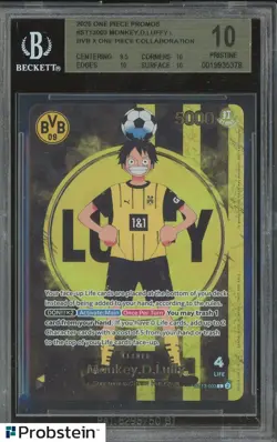 2025 ONE PIECE PROMOS BVB X ONE PIECE MATCH DAY 2025 #003 MONKEY D. LUFFY BGS 10 - Image 1