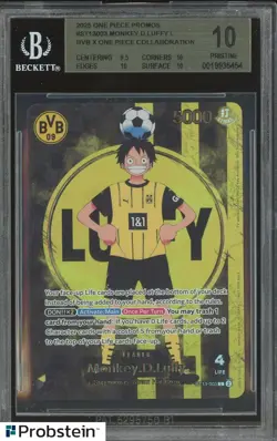 2025 ONE PIECE PROMOS BVB X ONE PIECE MATCH DAY 2025 #003 MONKEY D. LUFFY BGS 10 - Image 1