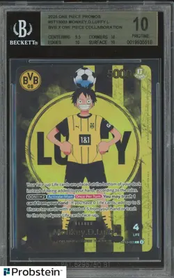 2025 ONE PIECE PROMOS BVB X ONE PIECE MATCH DAY 2025 #003 MONKEY D. LUFFY BGS 10 - Image 1