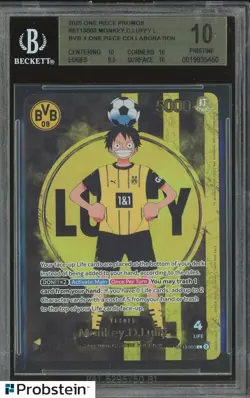 2025 ONE PIECE PROMOS BVB X ONE PIECE MATCH DAY 2025 #003 MONKEY D. LUFFY BGS 10 - Image 1