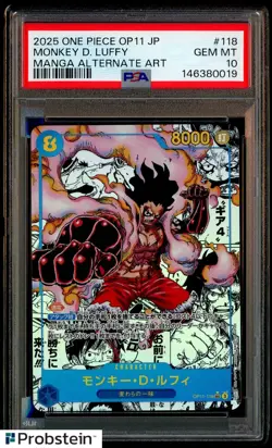 2025 One Piece OP11 Japanese Manga Alternate Art #118 Monkey D. Luffy PSA 10 - Image 1
