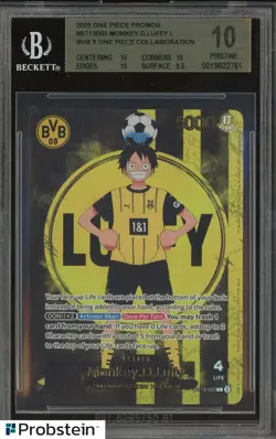 2025 ONE PIECE PROMOS BVB X ONE PIECE MATCH DAY 2025 #003 MONKEY D. LUFFY BGS 10 - Image 1