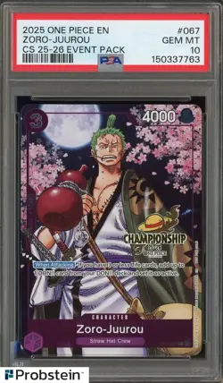 2025 One Piece EN CS 25-26 Roronoa Zoro-Juurou #067 PSA 10 GEM MINT - Image 1