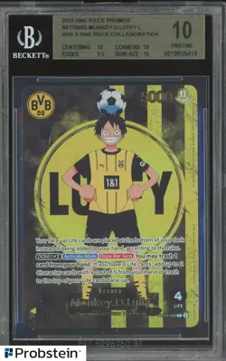 2025 ONE PIECE PROMOS BVB X ONE PIECE MATCH DAY 2025 #003 MONKEY D. LUFFY BGS 10 - Image 1