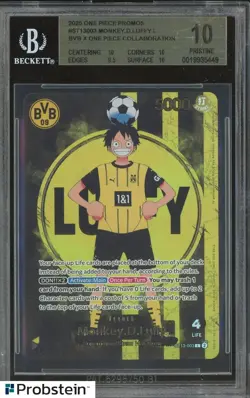 2025 ONE PIECE PROMOS BVB X ONE PIECE MATCH DAY 2025 #003 MONKEY D. LUFFY BGS 10 - Image 1