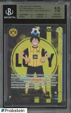 2025 ONE PIECE PROMOS BVB X ONE PIECE MATCH DAY 2025 #003 MONKEY D. LUFFY BGS 10 - Image 1